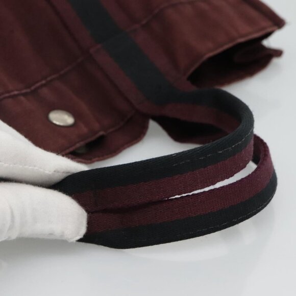 HERMES Fourre Tout MM Hand Bag Canvas Wine Red Auth th5651 - Picture 7 of 14